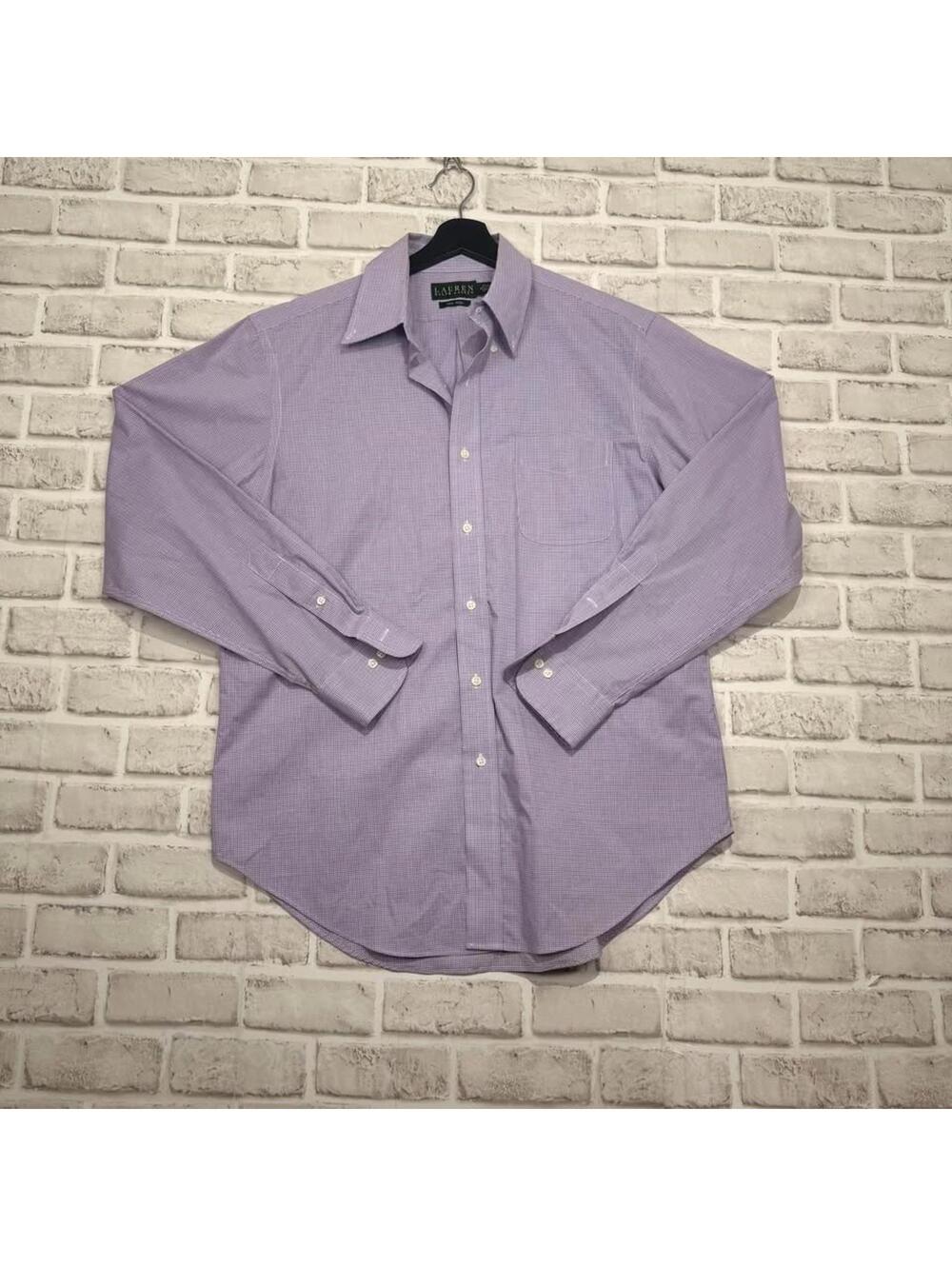 Lauren Ralph Lauren Non-iron Dress Shirt Lilac Plaid Men's 16 34/35